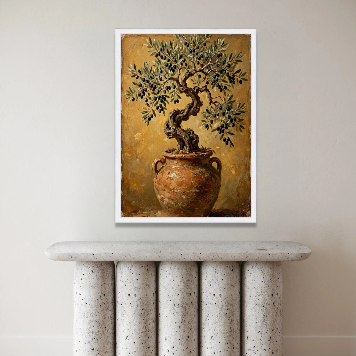 Olive Tree Rustic Pot Canvas Wall Art, Mediterranean Plant Decor, Nature Botanical Canvas, Rustic Home Decoration, Ready to Canvas Print Art