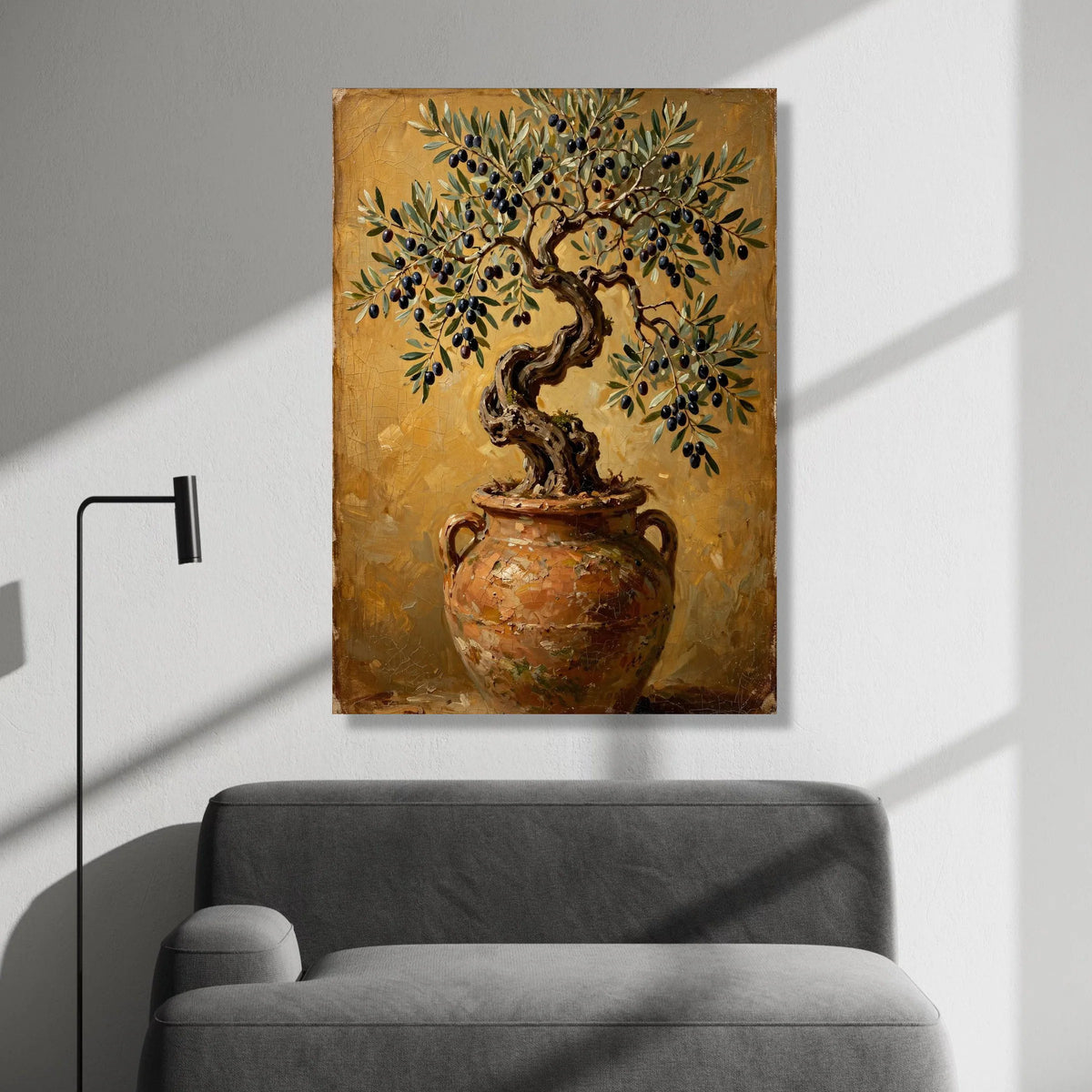 Olive Tree Rustic Pot Canvas Wall Art, Mediterranean Plant Decor, Nature Botanical Canvas, Rustic Home Decoration, Ready to Canvas Print Art