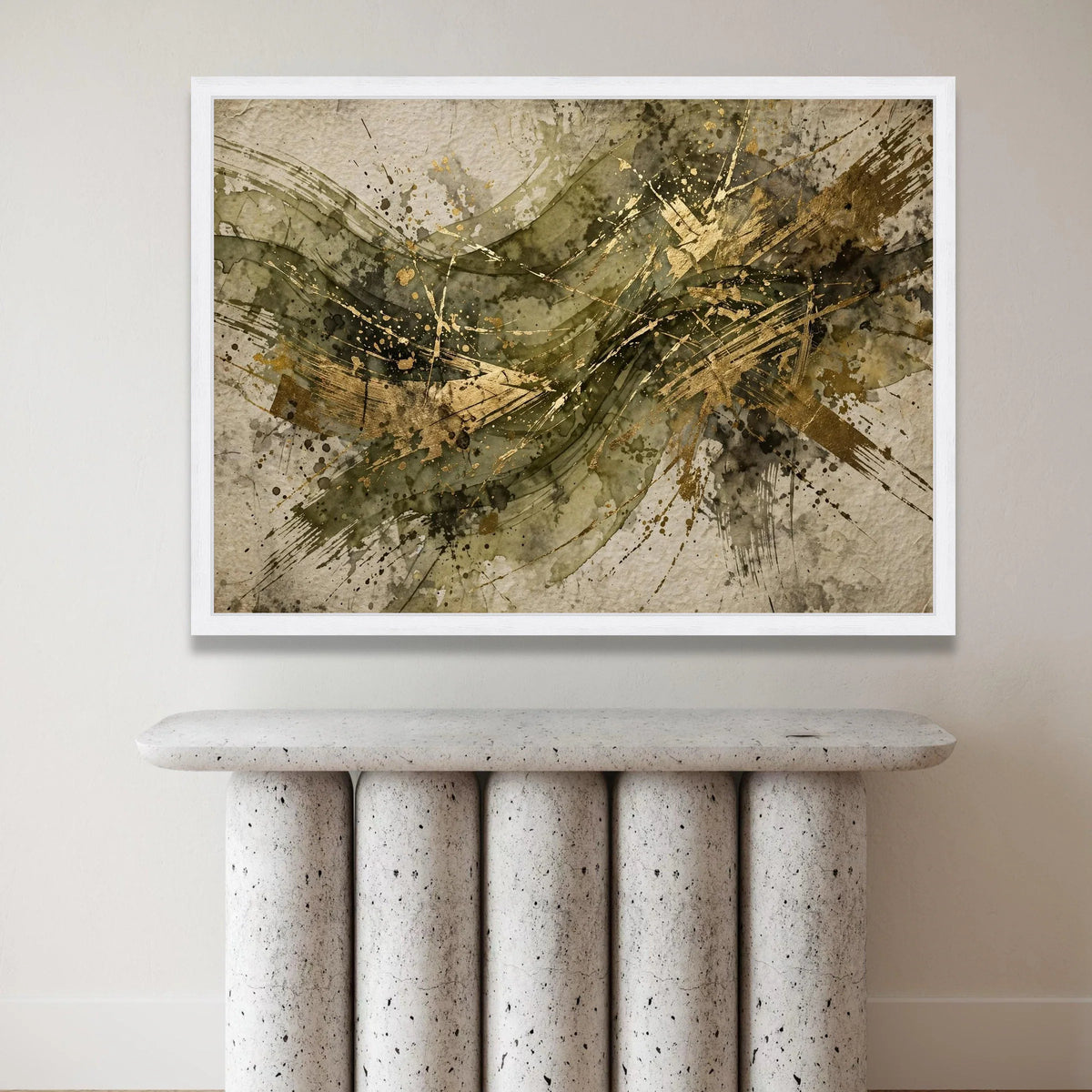 Elegant Abstract Canvas Wall Art, Gold Accent Splash Painting, Modern Home Decoration, Contemporary Living Room Art Canvas Print Art