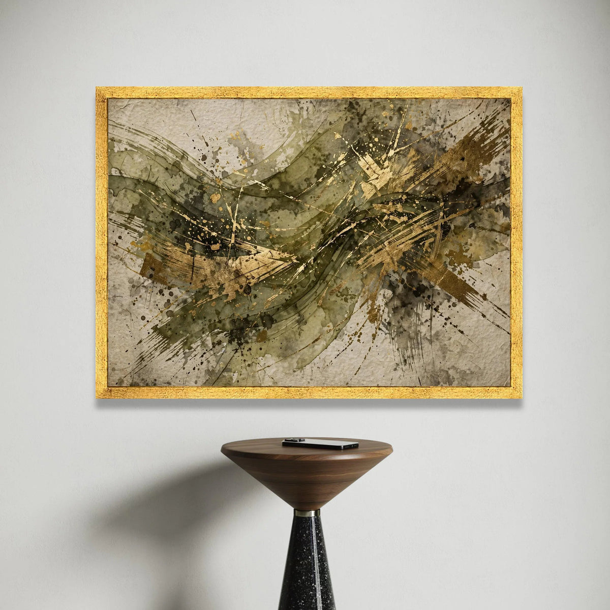 Elegant Abstract Canvas Wall Art, Gold Accent Splash Painting, Modern Home Decoration, Contemporary Living Room Art Canvas Print Art