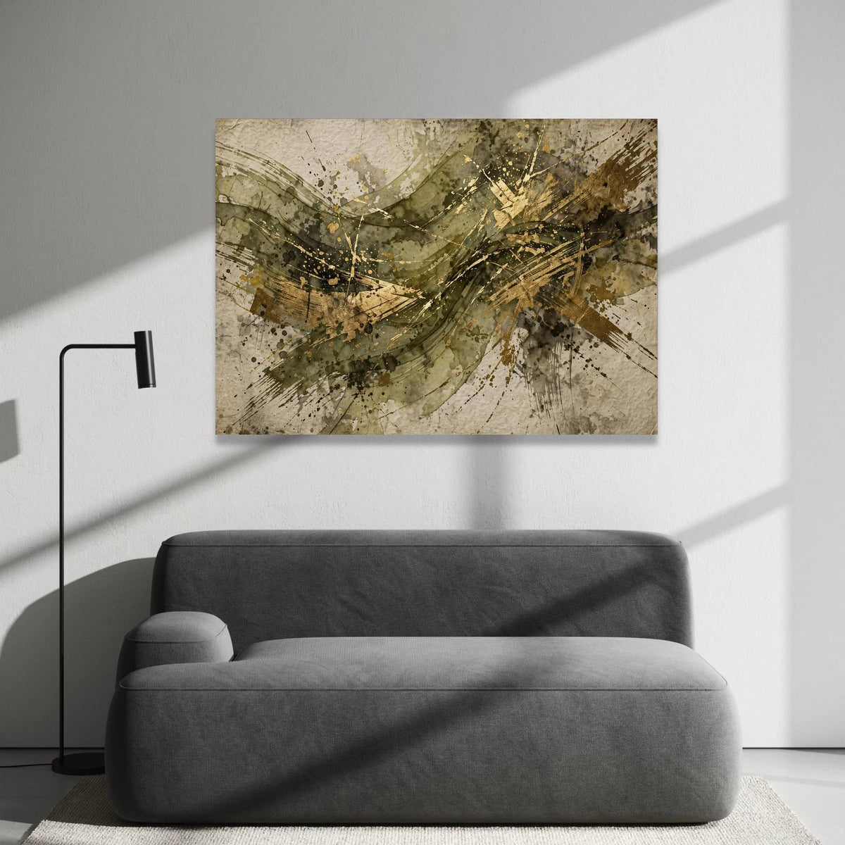 Elegant Abstract Canvas Wall Art, Gold Accent Splash Painting, Modern Home Decoration, Contemporary Living Room Art Canvas Print Art