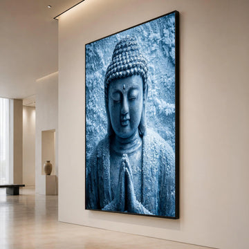 Serene Buddha Statue Canvas, Meditation Art Print, Spiritual Wall Decor, Zen Home Canvas, Tranquil Buddha Artwork Canvas Print Art