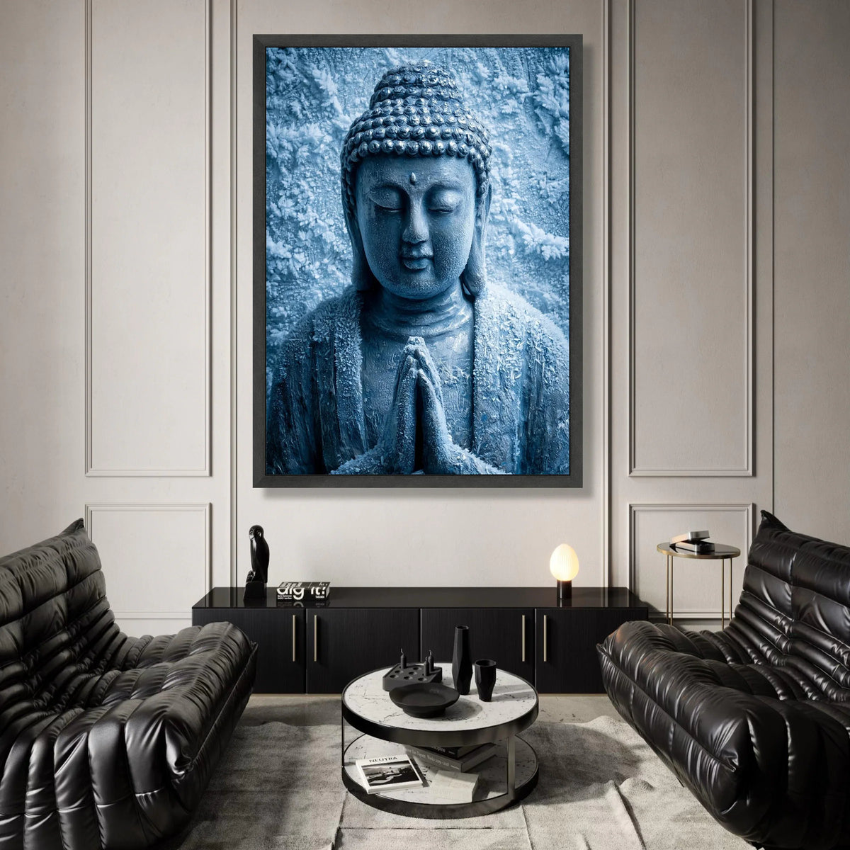 Serene Buddha Statue Canvas, Meditation Art Print, Spiritual Wall Decor, Zen Home Canvas, Tranquil Buddha Artwork Canvas Print Art