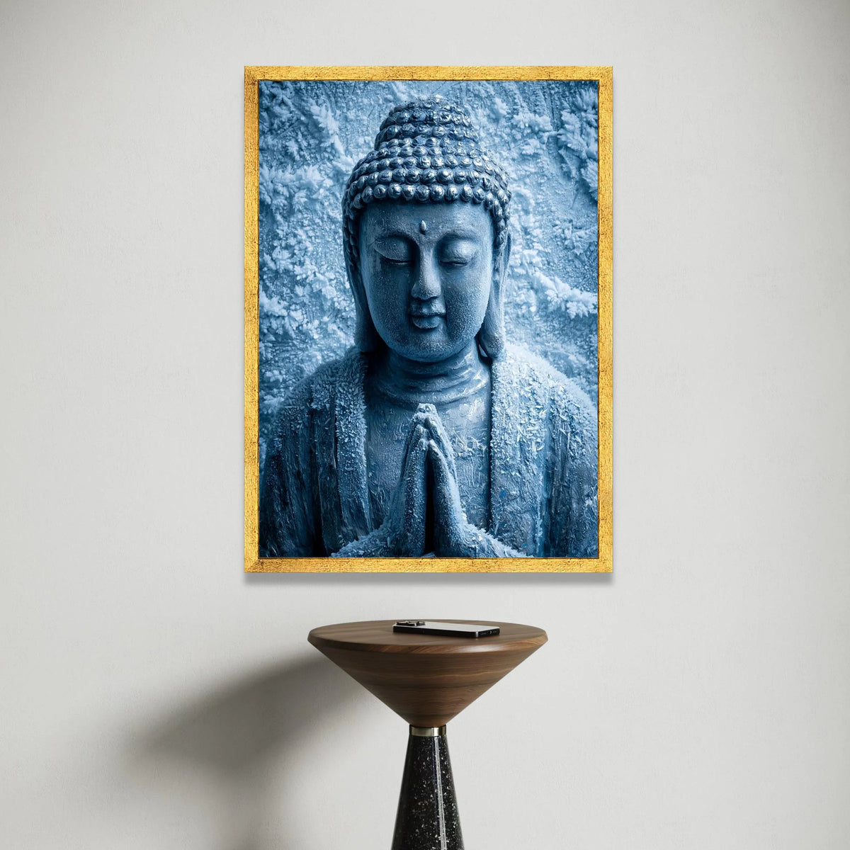 Serene Buddha Statue Canvas, Meditation Art Print, Spiritual Wall Decor, Zen Home Canvas, Tranquil Buddha Artwork Canvas Print Art