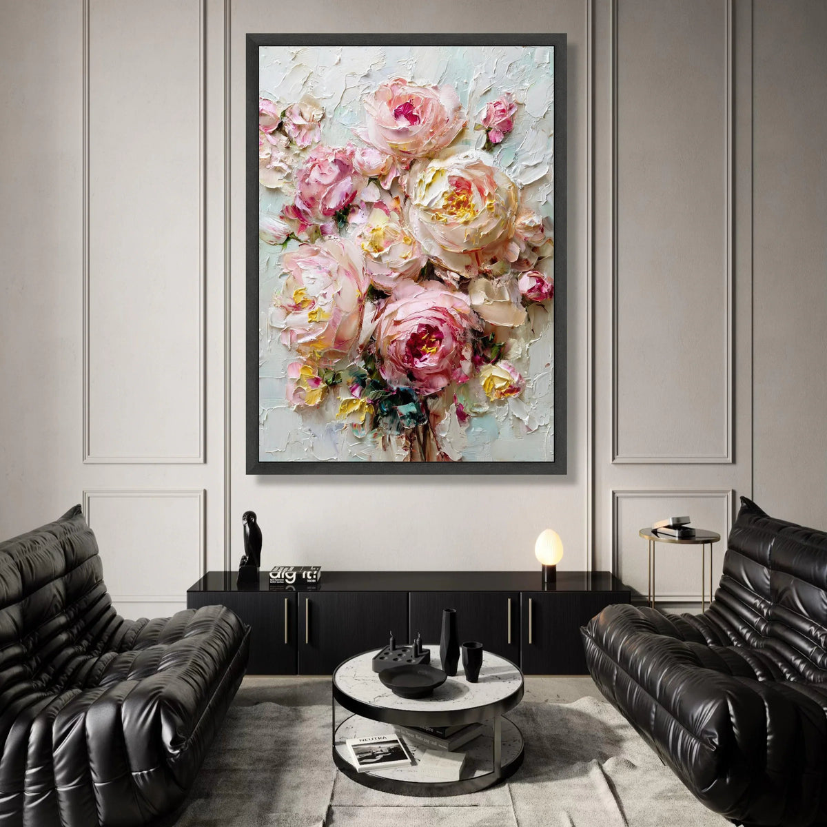 Elegant Pink Peonies Bouquet Canvas, Floral Wall Art, Romantic Flower Canvas, Spring Blossom Decoration, Home Interior Canvas Print Art