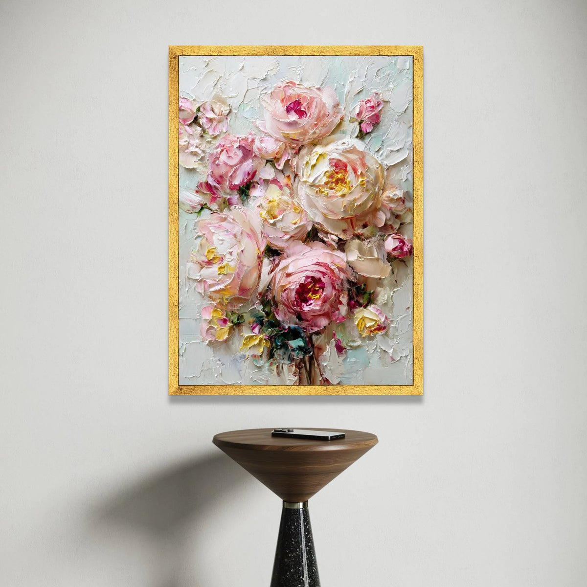Elegant Pink Peonies Bouquet Canvas, Floral Wall Art, Romantic Flower Canvas, Spring Blossom Decoration, Home Interior Canvas Print Art