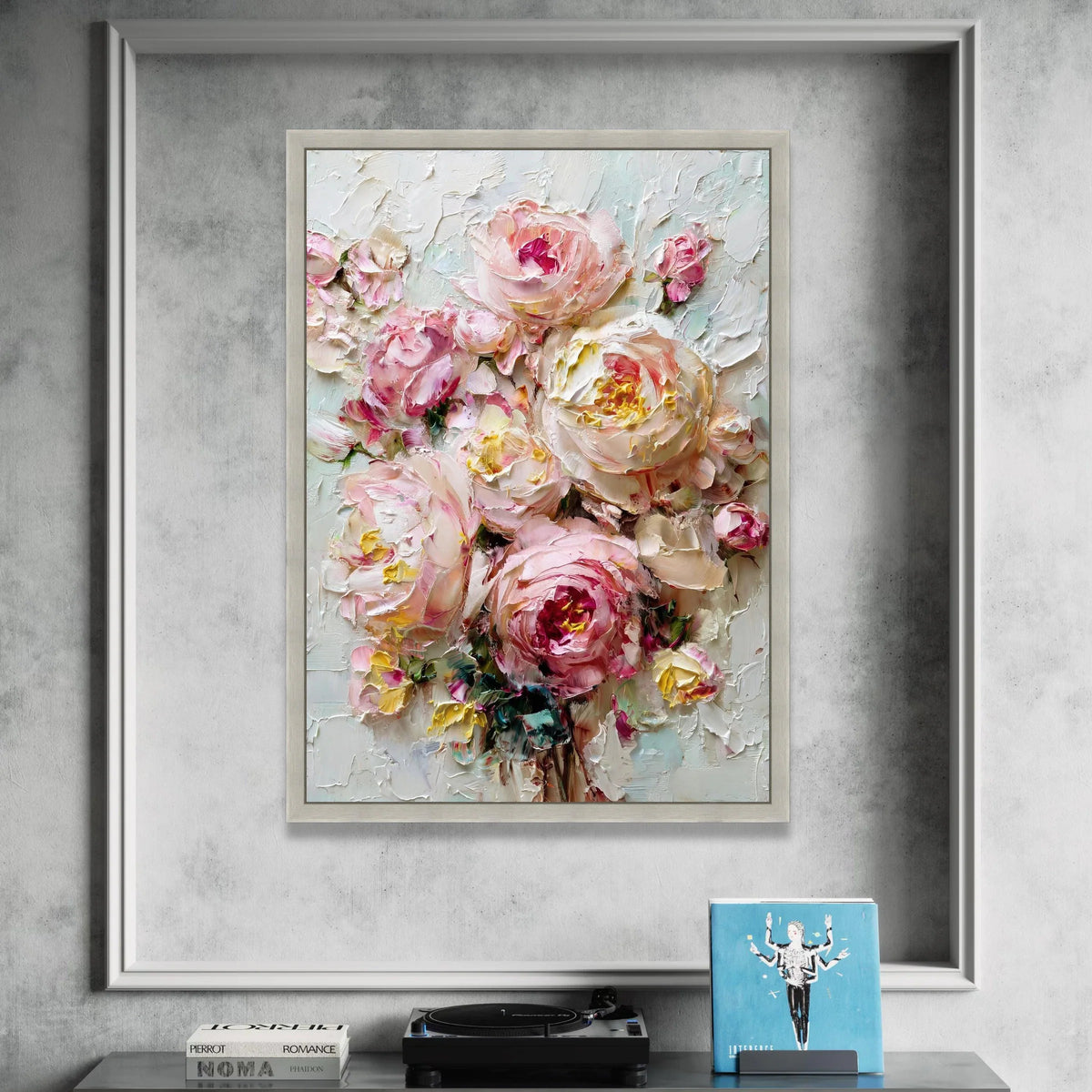 Elegant Pink Peonies Bouquet Canvas, Floral Wall Art, Romantic Flower Canvas, Spring Blossom Decoration, Home Interior Canvas Print Art