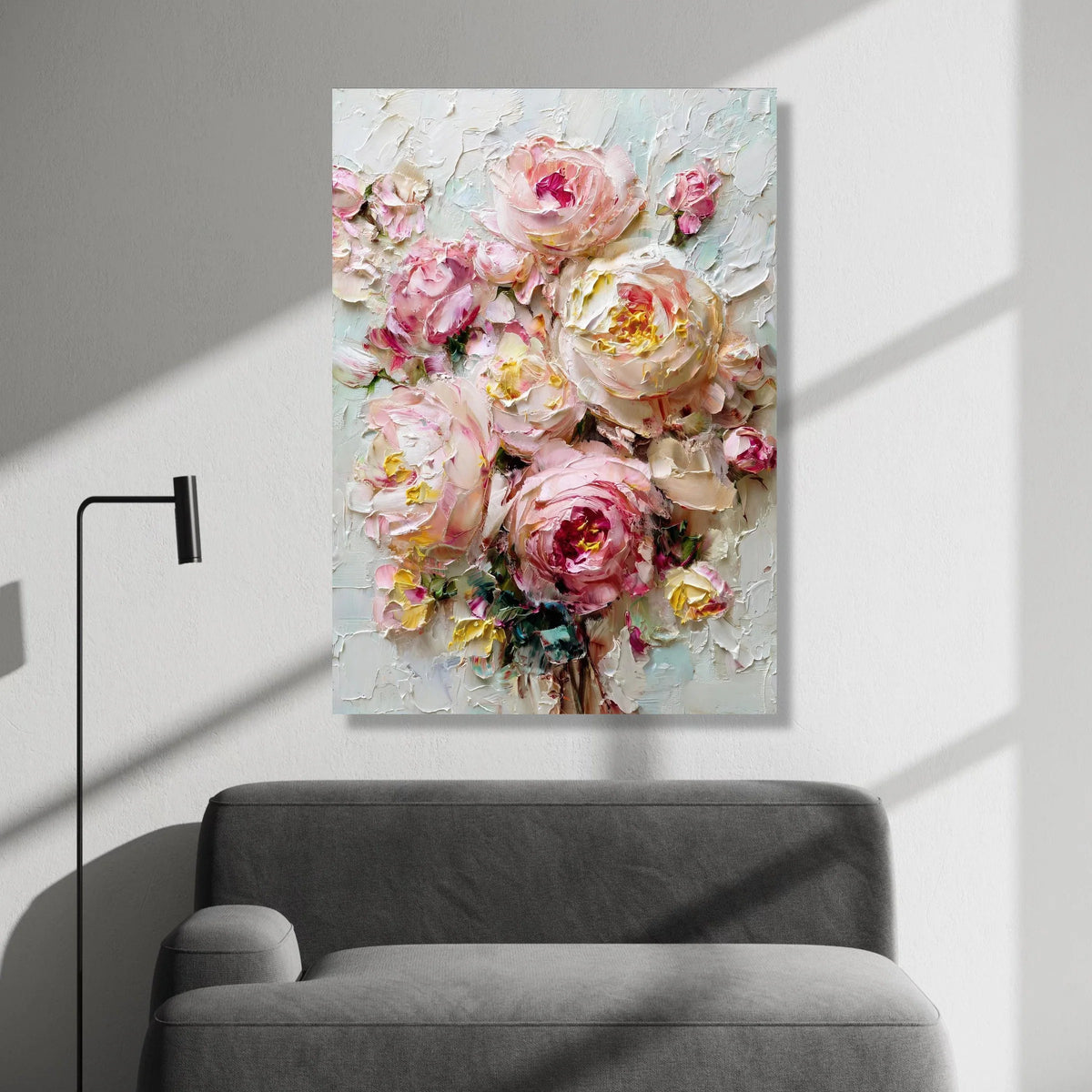 Elegant Pink Peonies Bouquet Canvas, Floral Wall Art, Romantic Flower Canvas, Spring Blossom Decoration, Home Interior Canvas Print Art