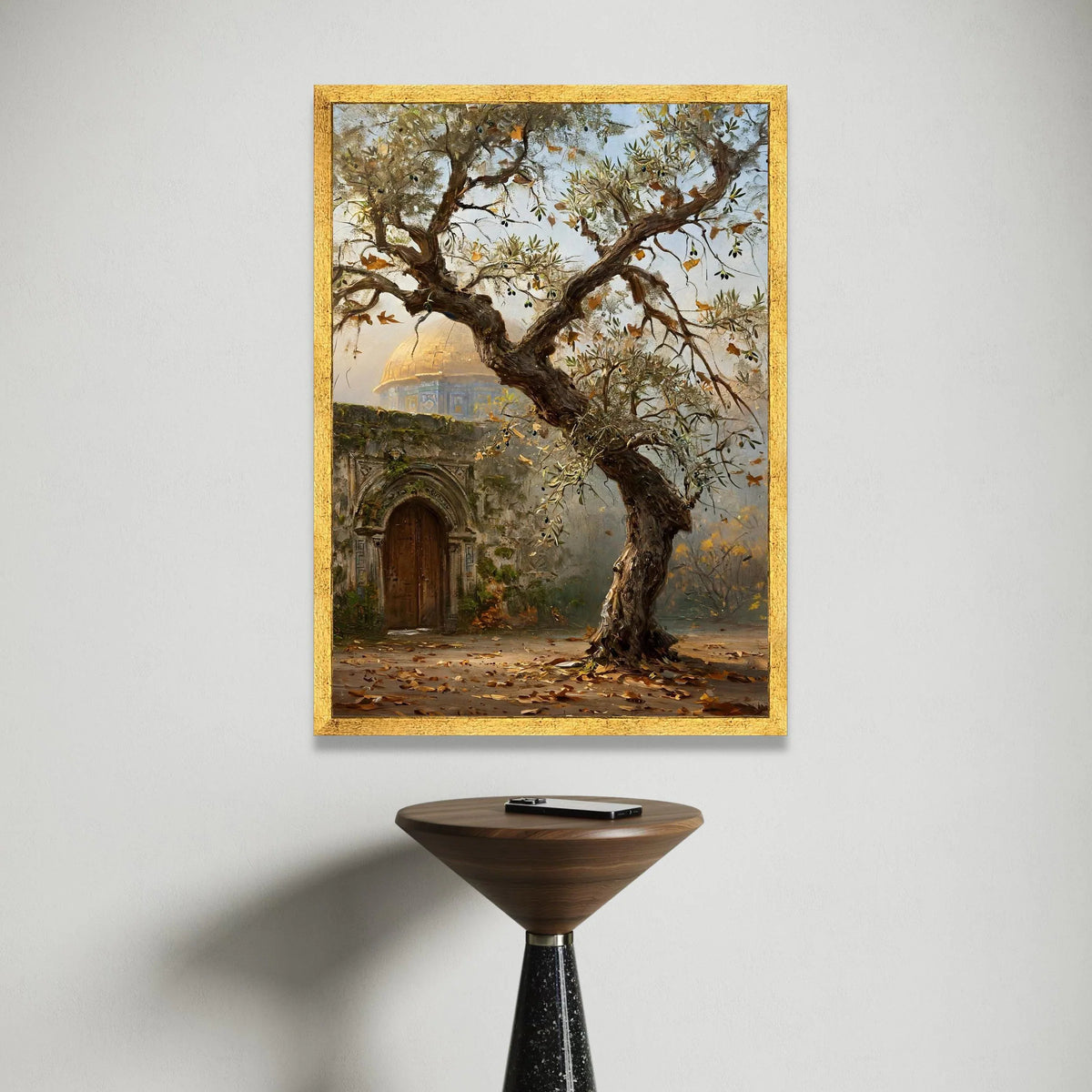 Ancient Olive Tree Canvas, Mediterranean Landscape Wall Art, Rustic Outdoor Scene, Historic Architecture Canvas, Autumn Canvas Print Art