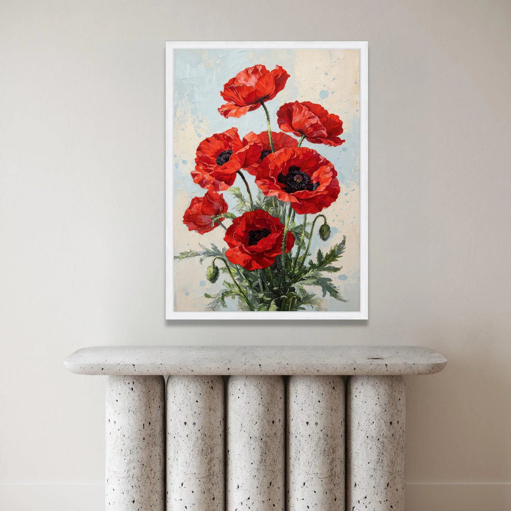 Vibrant Red Poppies Bouquet Canvas, Floral Wall Art, Blooming Flower Canvas, Garden Decor Print, Elegant Home Decoration Canvas Print Art