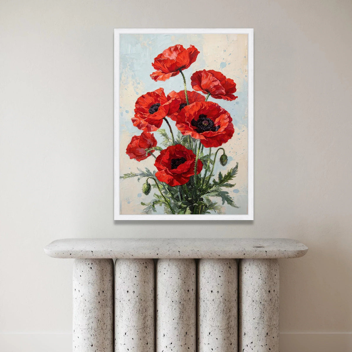 Vibrant Red Poppies Bouquet Canvas, Floral Wall Art, Blooming Flower Canvas, Garden Decor Print, Elegant Home Decoration Canvas Print Art