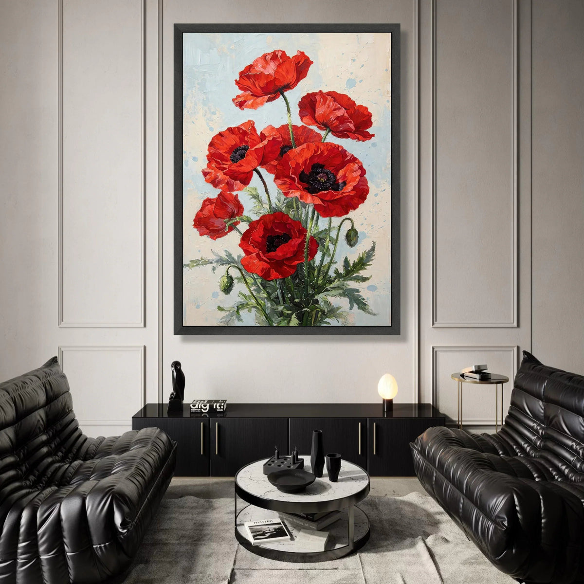 Vibrant Red Poppies Bouquet Canvas, Floral Wall Art, Blooming Flower Canvas, Garden Decor Print, Elegant Home Decoration Canvas Print Art