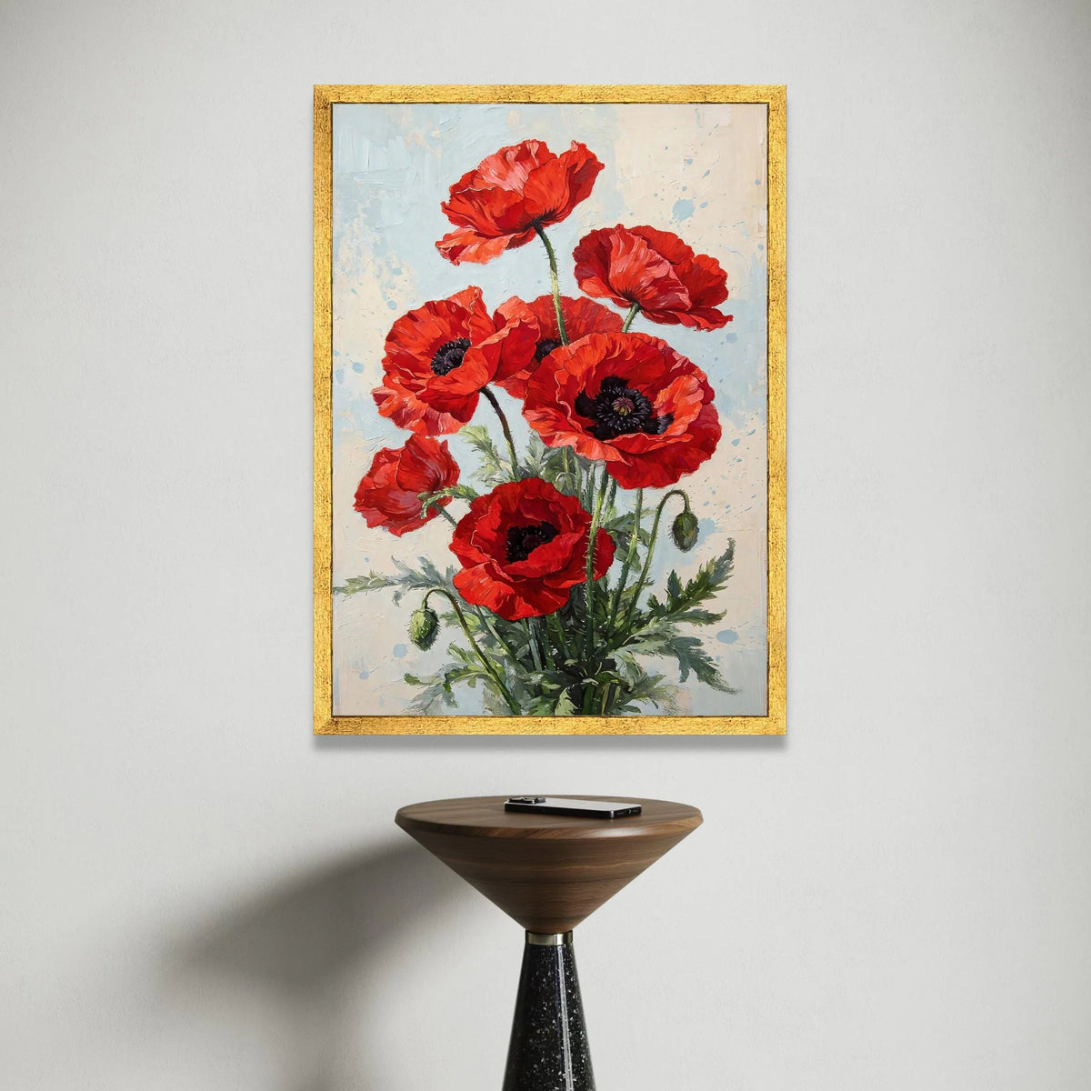 Vibrant Red Poppies Bouquet Canvas, Floral Wall Art, Blooming Flower Canvas, Garden Decor Print, Elegant Home Decoration Canvas Print Art