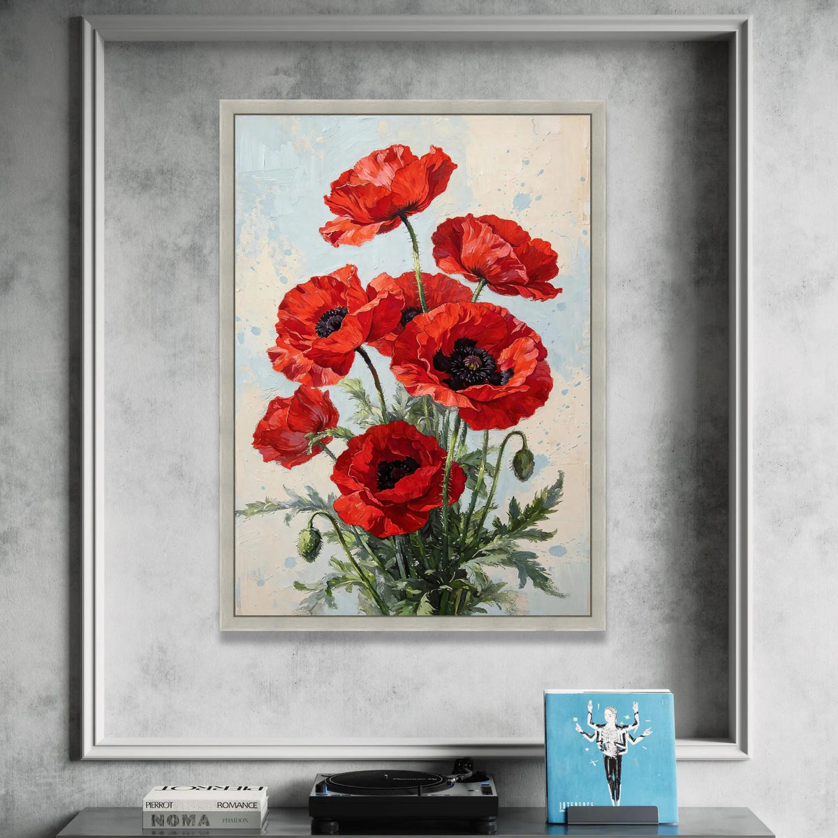Vibrant Red Poppies Bouquet Canvas, Floral Wall Art, Blooming Flower Canvas, Garden Decor Print, Elegant Home Decoration Canvas Print Art