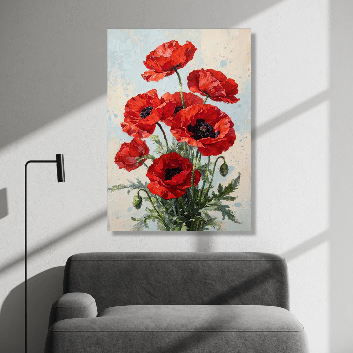 Vibrant Red Poppies Bouquet Canvas, Floral Wall Art, Blooming Flower Canvas, Garden Decor Print, Elegant Home Decoration Canvas Print Art