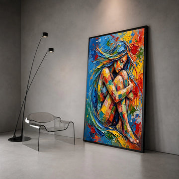 Colorful Abstract Woman Portrait Canvas, Vibrant Figurative Wall Art, Contemporary Home Decoration, Expressive Female Canvas Print Art