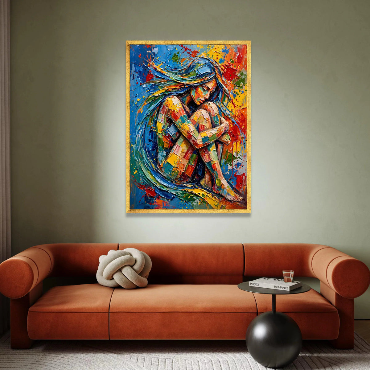 Colorful Abstract Woman Portrait Canvas, Vibrant Figurative Wall Art, Contemporary Home Decoration, Expressive Female Canvas Print Art
