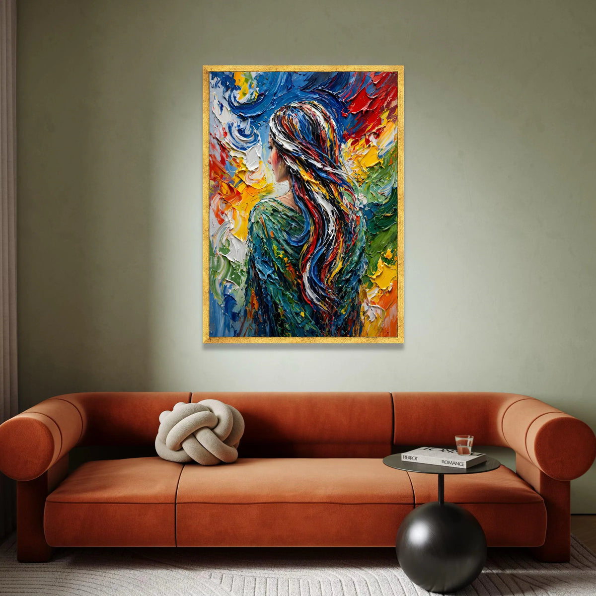 Colorful Woman with Flowing Hair Canvas Wall Art, Abstract Portrait Painting, Vibrant Modern Canvas, Home Decoration Canvas Print Art