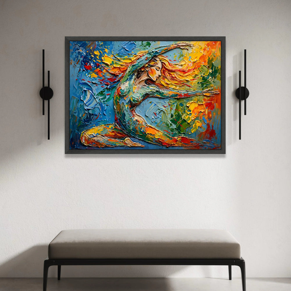 Energetic Dance Woman Portrait Canvas, Vibrant Colorful Abstract Wall Art, Dynamic Expression Painting, Modern Home Canvas Print Art