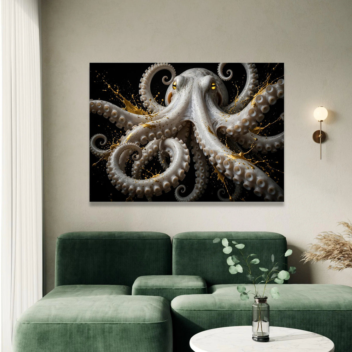 Majestic Octopus Close-Up Canvas, Marine Life Wall Art, Ocean Creature Canvas, Sea Animal Decoration, Modern Nautical Canvas Print Art