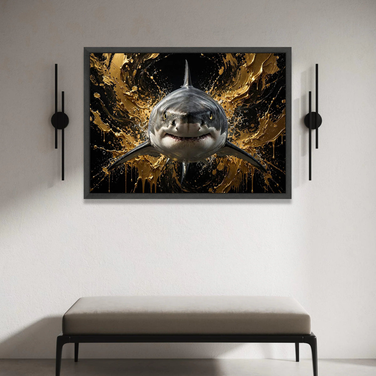 Majestic Great White Shark Canvas, Marine Life Wall Art, Ocean Predator Design, Bold Underwater Canvas, Contemporary Canvas Print Art