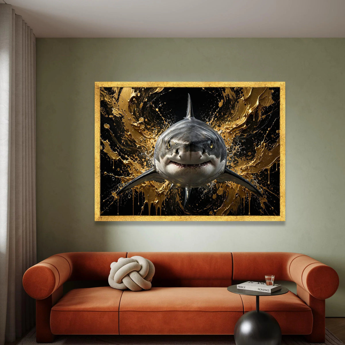Majestic Great White Shark Canvas, Marine Life Wall Art, Ocean Predator Design, Bold Underwater Canvas, Contemporary Canvas Print Art
