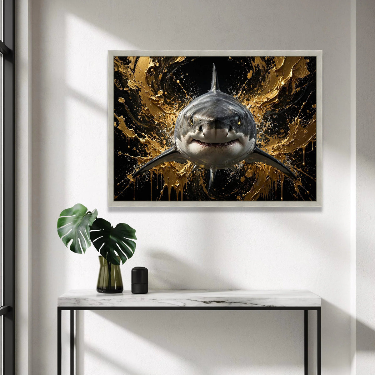 Majestic Great White Shark Canvas, Marine Life Wall Art, Ocean Predator Design, Bold Underwater Canvas, Contemporary Canvas Print Art