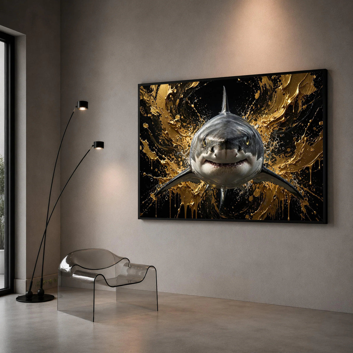 Majestic Great White Shark Canvas, Marine Life Wall Art, Ocean Predator Design, Bold Underwater Canvas, Contemporary Canvas Print Art