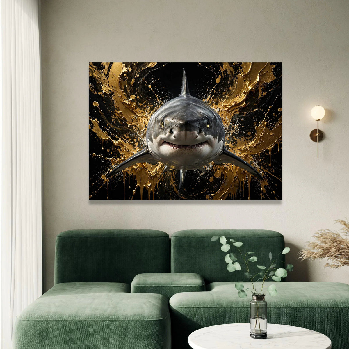 Majestic Great White Shark Canvas, Marine Life Wall Art, Ocean Predator Design, Bold Underwater Canvas, Contemporary Canvas Print Art