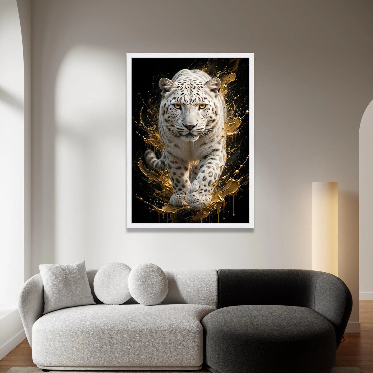Majestic Snow Leopard Canvas Wall Art, Fierce Wildlife Animal Print, Modern Nature Decoration, Luxury Home Canvas Art Canvas Print Art