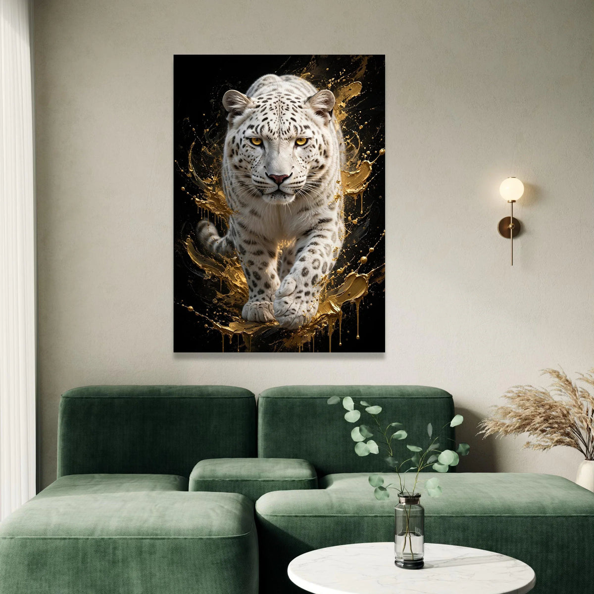 Majestic Snow Leopard Canvas Wall Art, Fierce Wildlife Animal Print, Modern Nature Decoration, Luxury Home Canvas Art Canvas Print Art