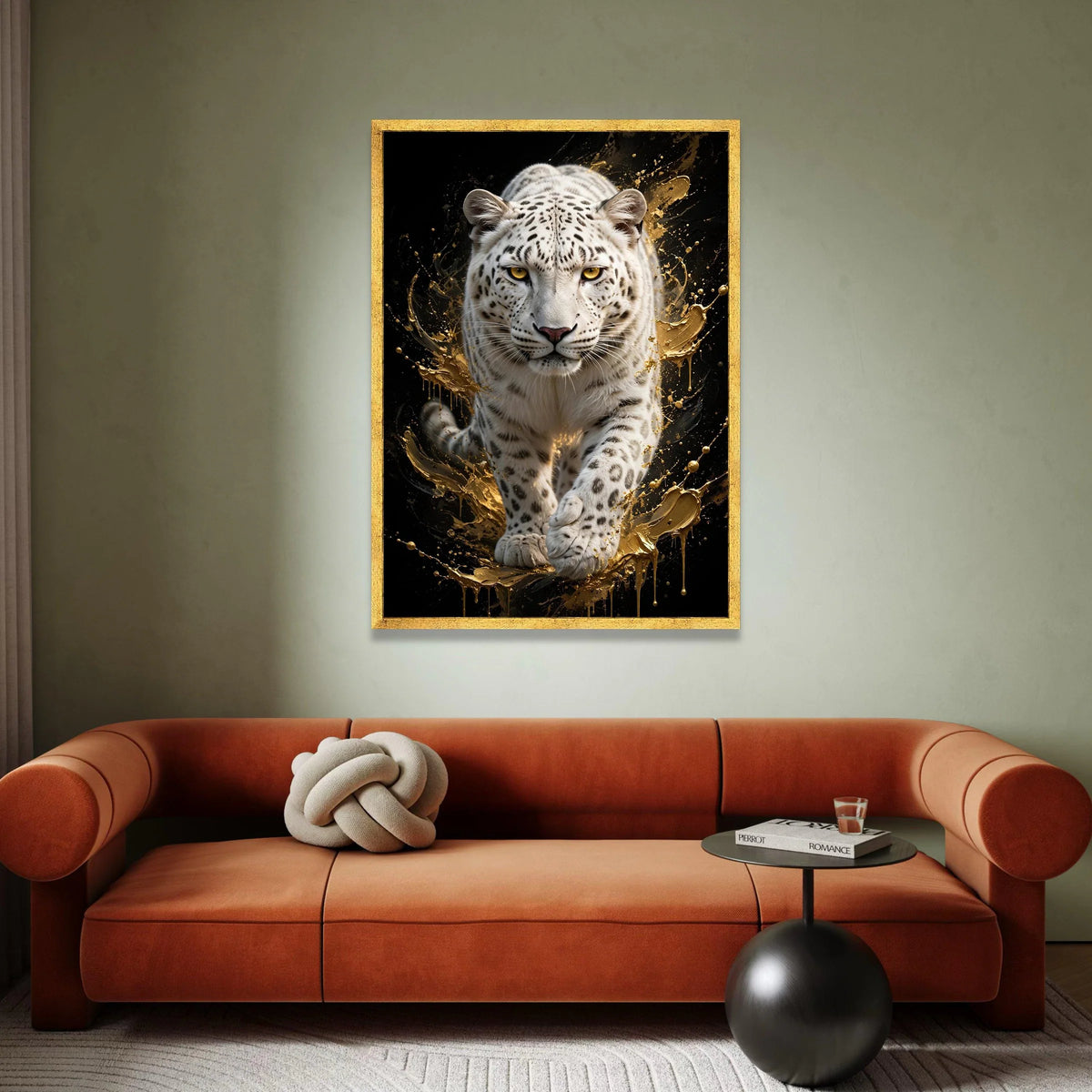 Majestic Snow Leopard Canvas Wall Art, Fierce Wildlife Animal Print, Modern Nature Decoration, Luxury Home Canvas Art Canvas Print Art