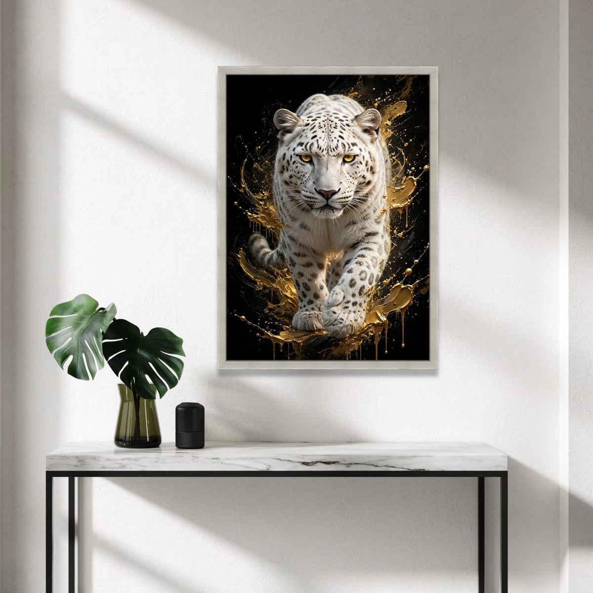 Majestic Snow Leopard Canvas Wall Art, Fierce Wildlife Animal Print, Modern Nature Decoration, Luxury Home Canvas Art Canvas Print Art