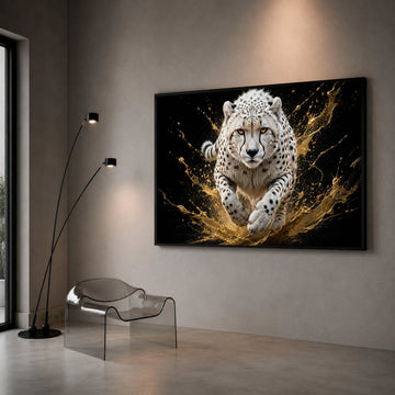 Fierce Cheetah Running Canvas Wall Art, Wildlife Animal Portrait, Dynamic Action Animal Print, Home Decoration Canvas Canvas Print Art