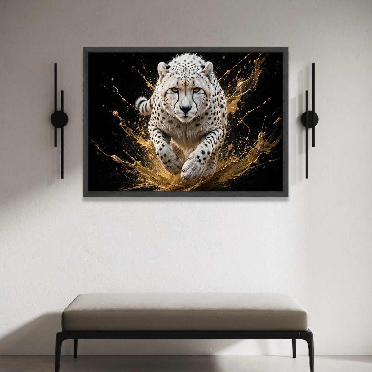 Fierce Cheetah Running Canvas Wall Art, Wildlife Animal Portrait, Dynamic Action Animal Print, Home Decoration Canvas Canvas Print Art