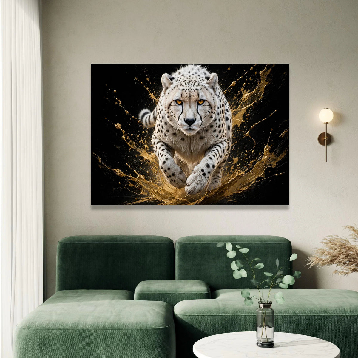 Fierce Cheetah Running Canvas Wall Art, Wildlife Animal Portrait, Dynamic Action Animal Print, Home Decoration Canvas Canvas Print Art