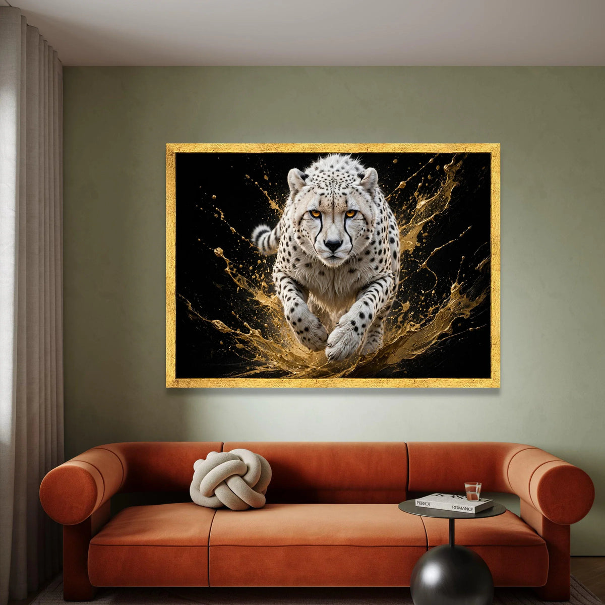 Fierce Cheetah Running Canvas Wall Art, Wildlife Animal Portrait, Dynamic Action Animal Print, Home Decoration Canvas Canvas Print Art