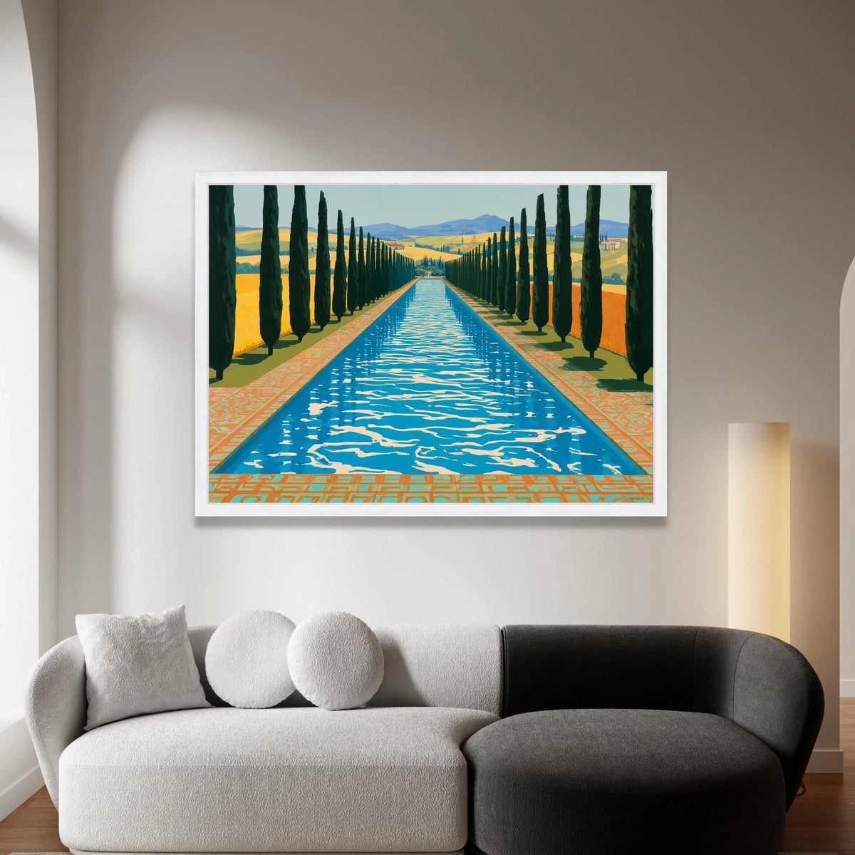 David Hockney Cypress Pool, Modern Landscape Canvas, Bright Blue Waters Wall Art, Contemporary Nature Scene, Home Decor Canvas Print Art