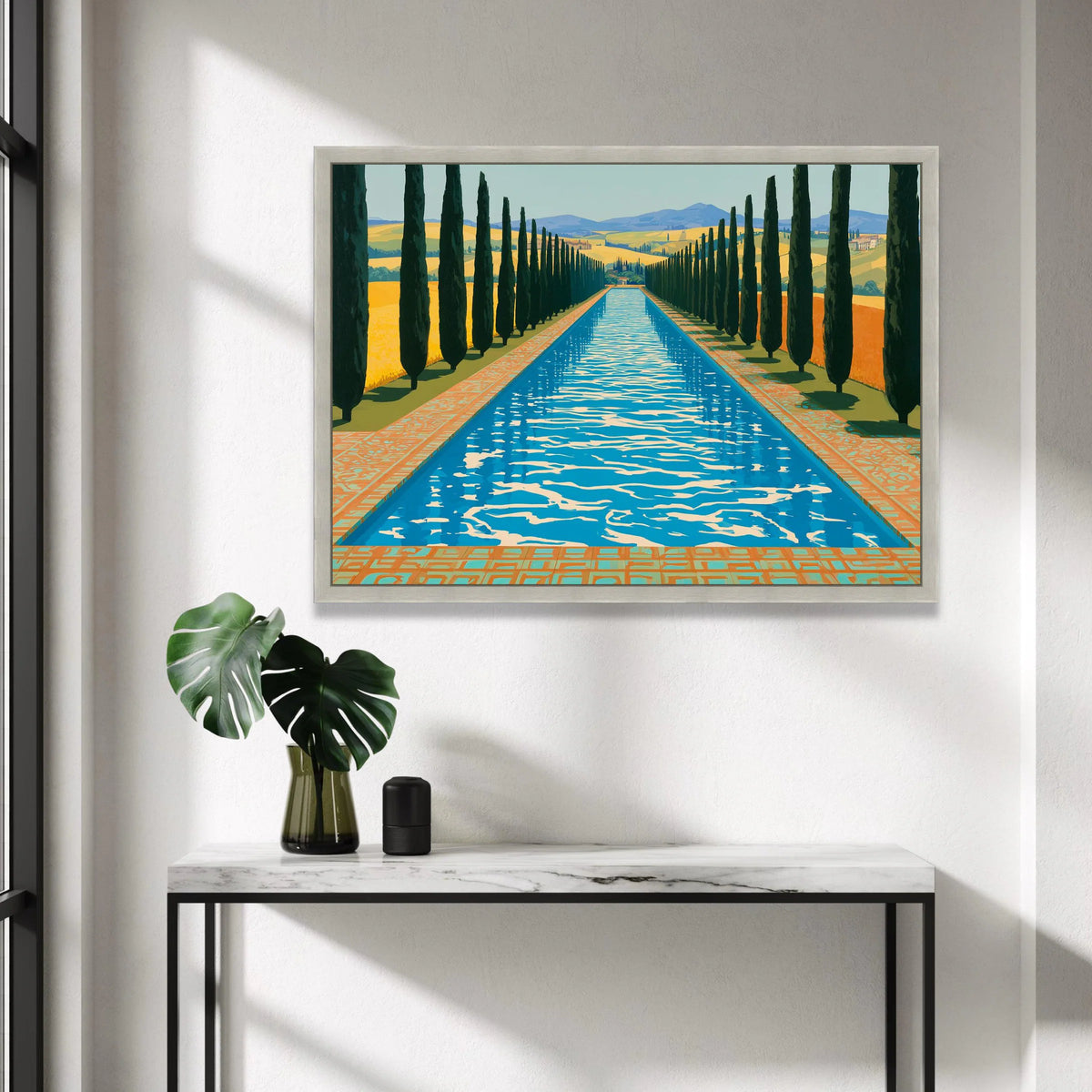 David Hockney Cypress Pool, Modern Landscape Canvas, Bright Blue Waters Wall Art, Contemporary Nature Scene, Home Decor Canvas Print Art