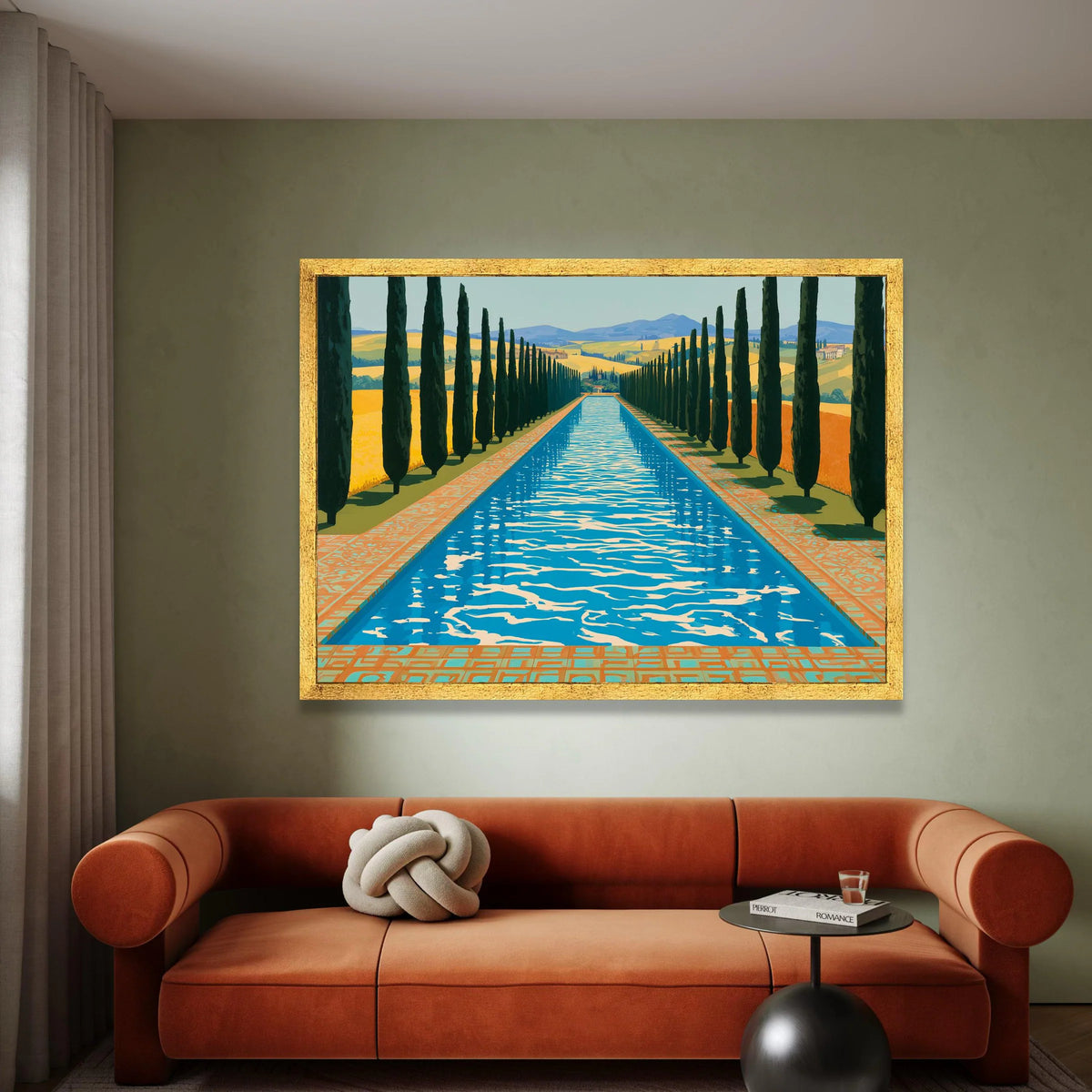 David Hockney Cypress Pool, Modern Landscape Canvas, Bright Blue Waters Wall Art, Contemporary Nature Scene, Home Decor Canvas Print Art