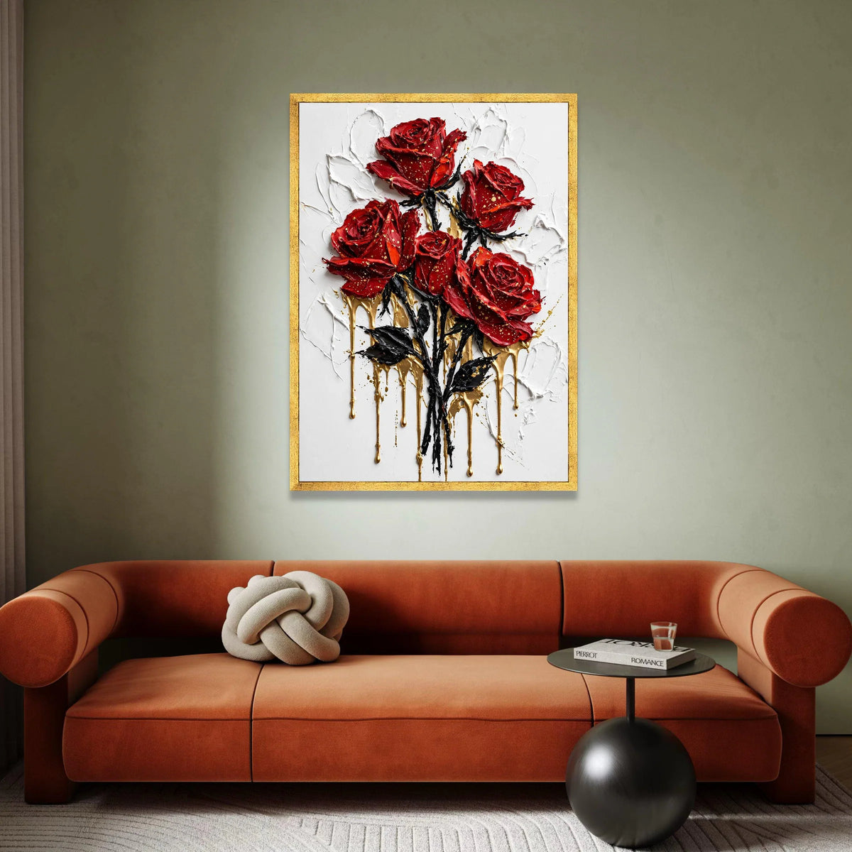 Red Roses Bouquet Canvas Wall Art, Floral Home Decoration, Romantic Flower Painting, Elegant Wall Art Design, Ready to Hang Canvas Print Art