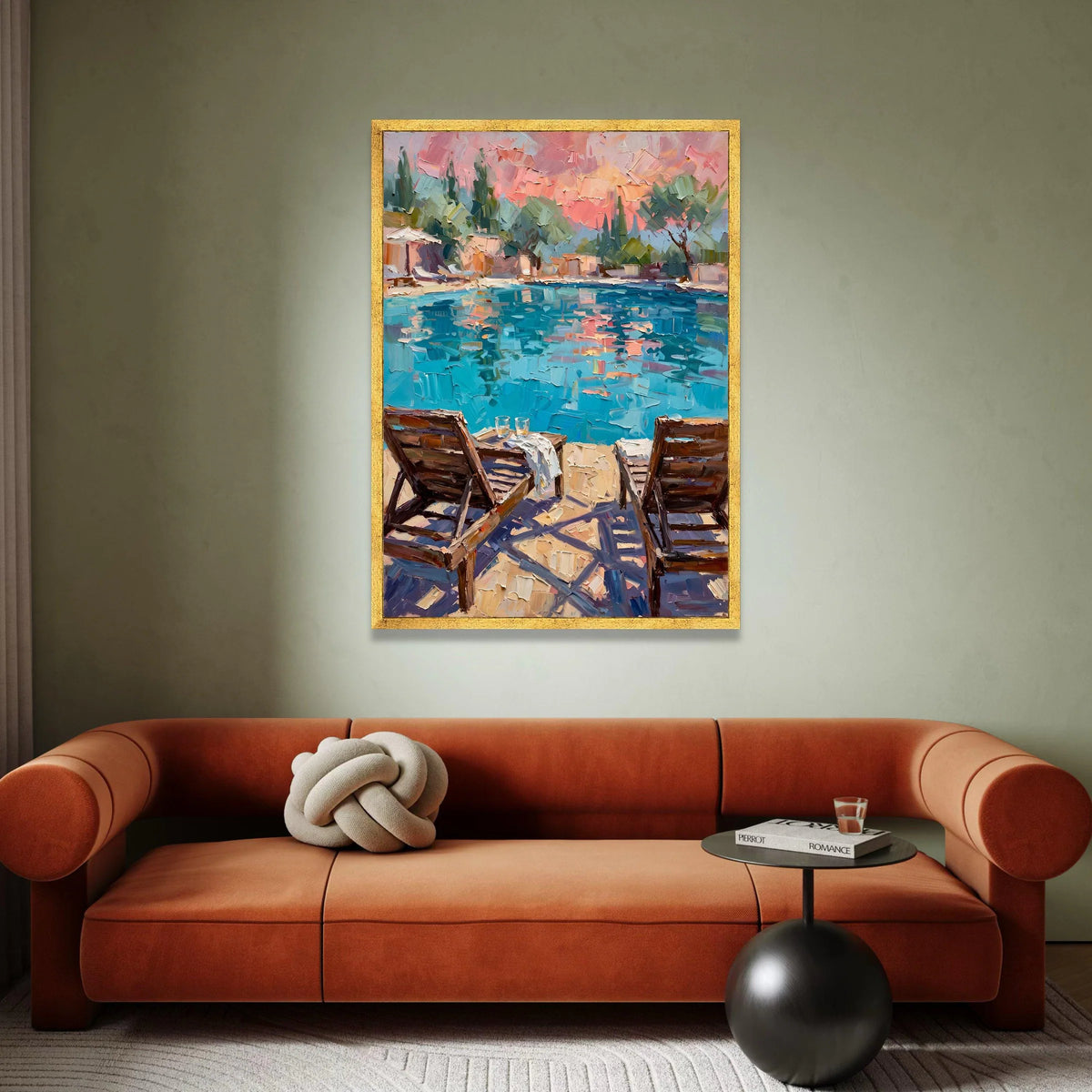 David Hockney Style Poolside Canvas Wall Art, Vibrant Coastal Scene, Modern Impressionist Home Decor, Leisure Landscape Canvas Print Art