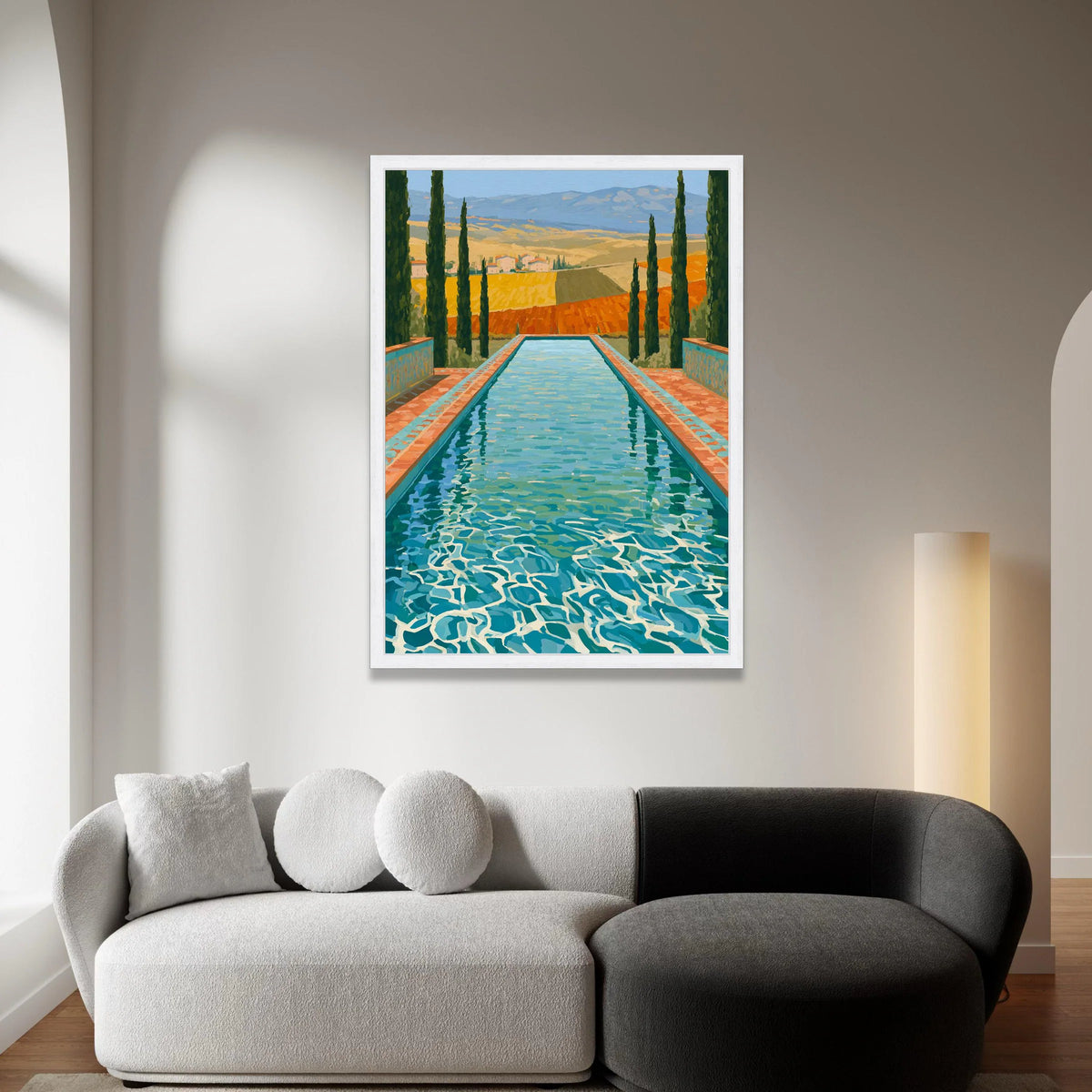 David Hockney Pool View Canvas, Modern Landscape Wall Art, Vibrant Nature Scene, Mediterranean Style Canvas Decor Canvas Print Art