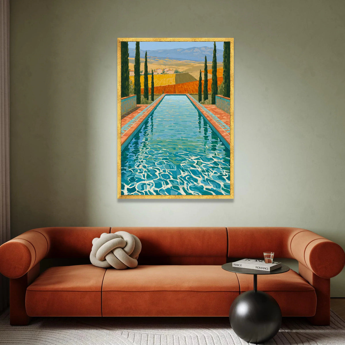 David Hockney Pool View Canvas, Modern Landscape Wall Art, Vibrant Nature Scene, Mediterranean Style Canvas Decor Canvas Print Art