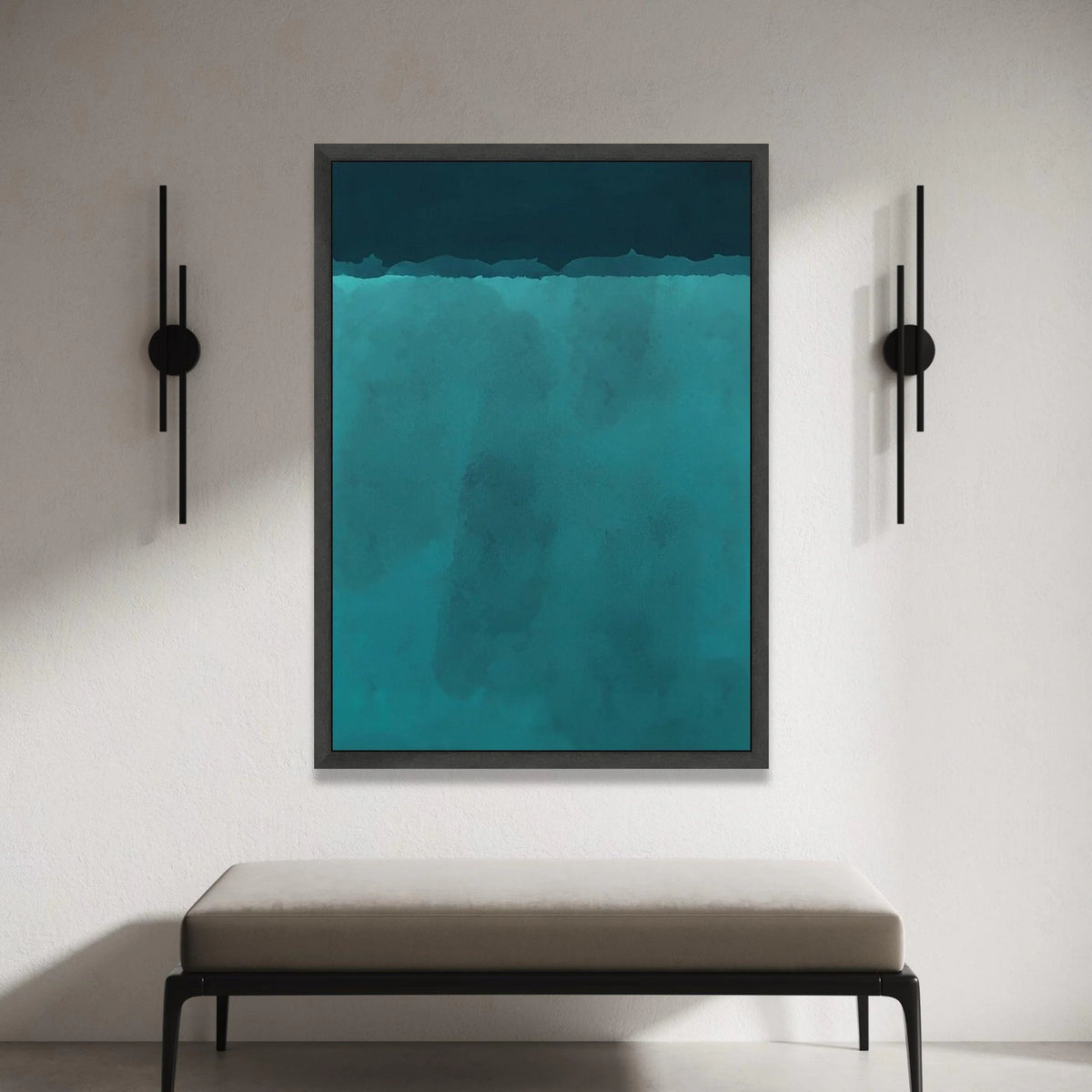 Mark Rothko Style Abstract Canvas Wall Art, Blue Green Color Field Painting, Minimalist Modern Home Decor, Large Abstract Canvas Print Art