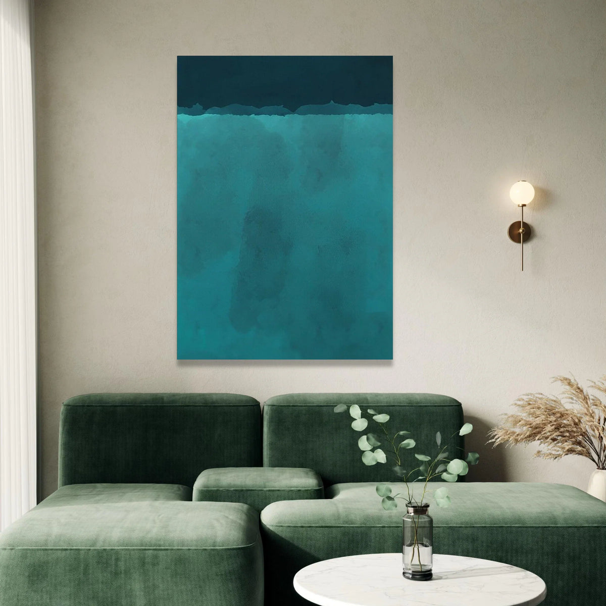 Mark Rothko Style Abstract Canvas Wall Art, Blue Green Color Field Painting, Minimalist Modern Home Decor, Large Abstract Canvas Print Art