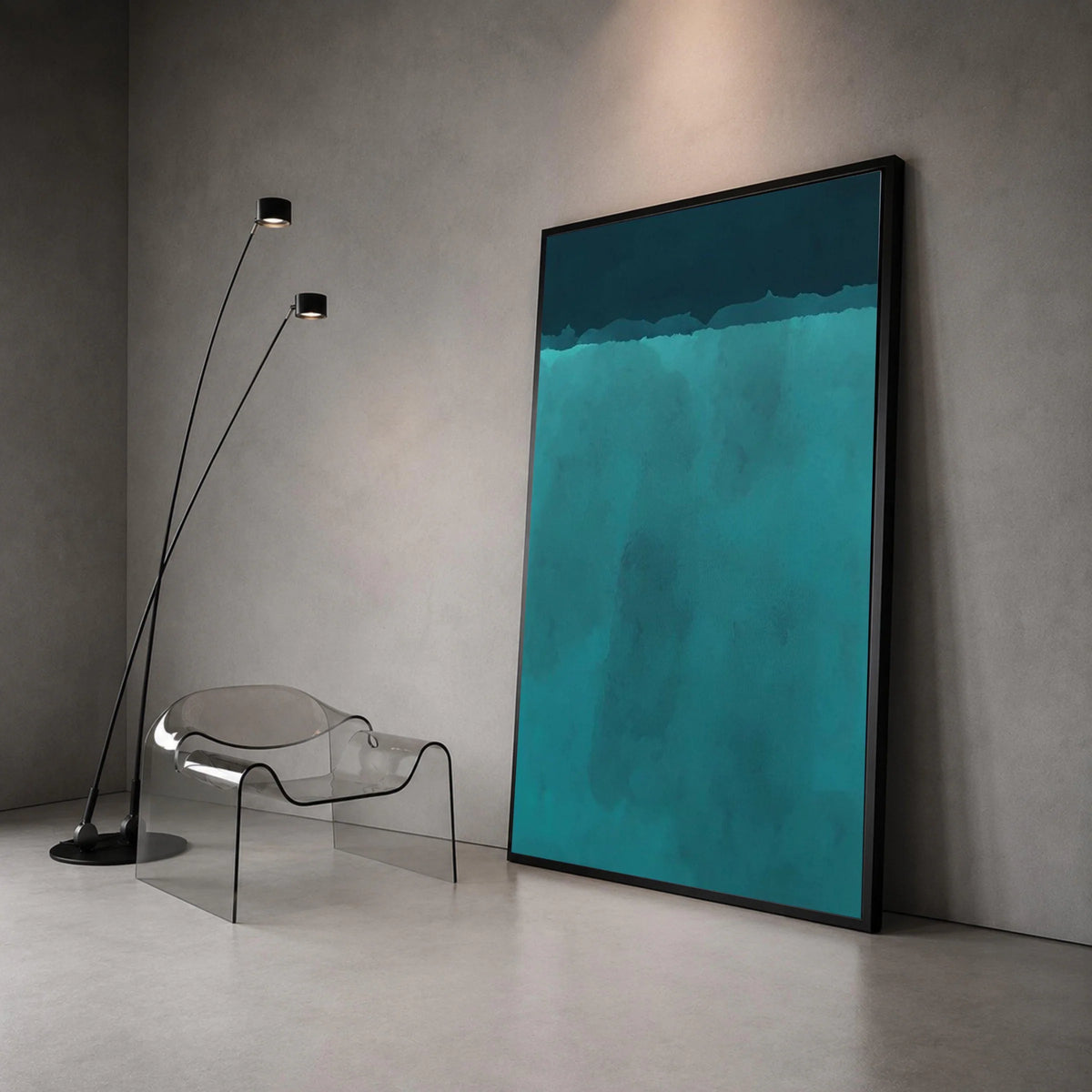 Mark Rothko Style Abstract Canvas Wall Art, Blue Green Color Field Painting, Minimalist Modern Home Decor, Large Abstract Canvas Print Art