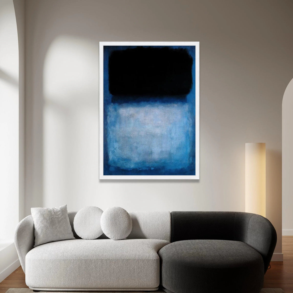 Mark Rothko Style Abstract Canvas Wall Art, Blue and Black Modern Minimalist Painting, Color Field Canvas for Living Room Canvas Print Art