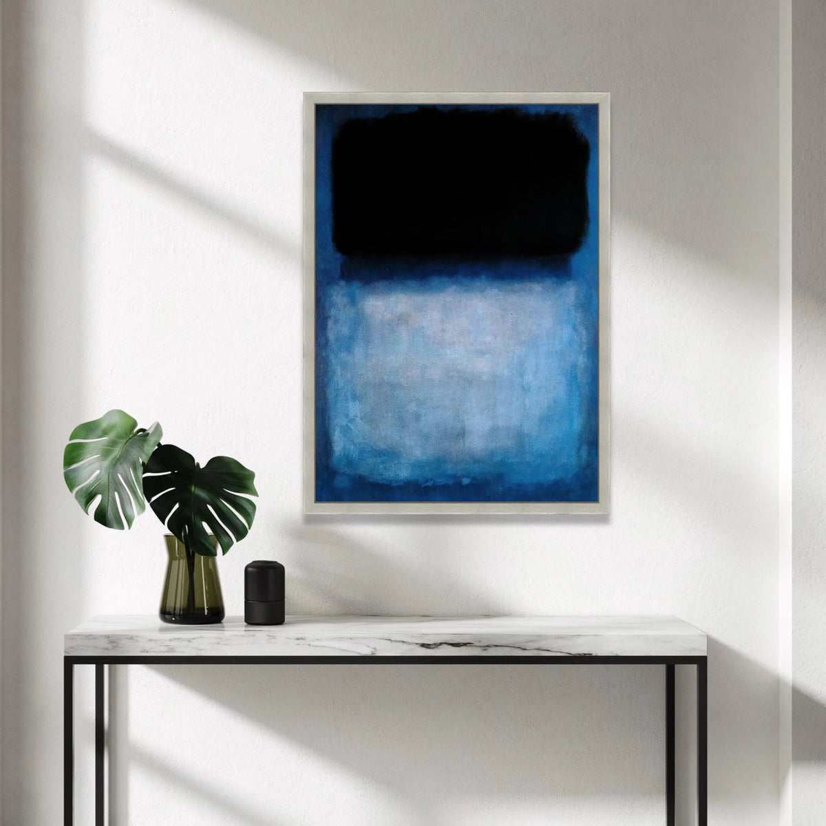 Mark Rothko Style Abstract Canvas Wall Art, Blue and Black Modern Minimalist Painting, Color Field Canvas for Living Room Canvas Print Art