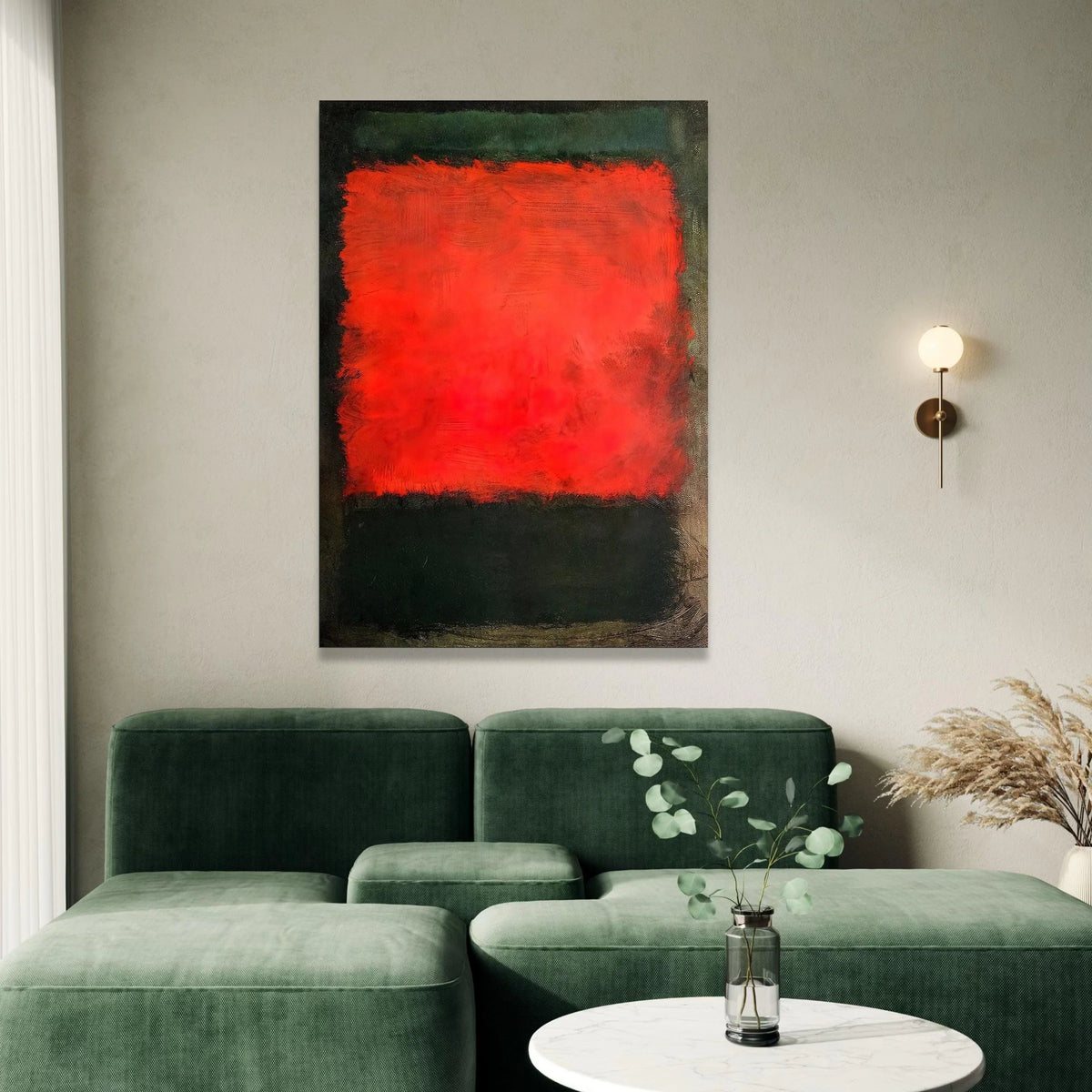 Bold Mark Rothko Style Canvas Wall Art, Abstract Red and Black Color Block Canvas, Modern Minimalist Home Decoration Canvas Print Art